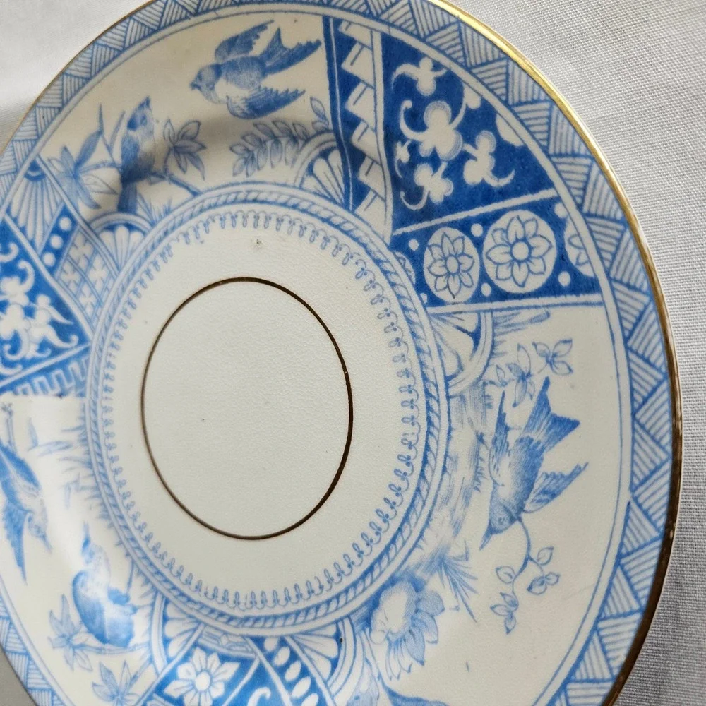 Antique Meigh & Forester Blue Congo Saucer 1883 6